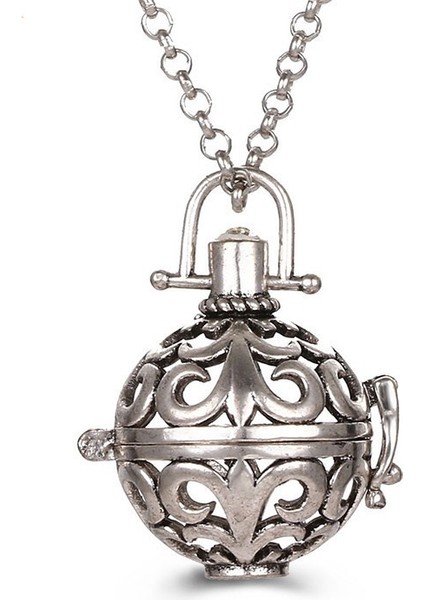 Pembe New Mexico Chime Hollow Damlayan Yağ Vintage Kolye Takı Müzik Topu Uçucu Yağ Gebelik Renkli Kazak Zincir Kolye (Yurt Dışından)