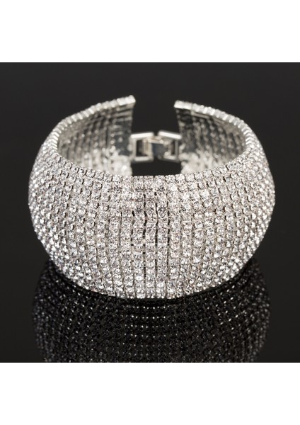 11 Sıra Altın Lüks Rhinestone Tam Matkap Bilezik Kadınlar Için Kristal Manşet Bilezik Düğün Gelin Bilezik Altın Gümüş Renk Bilezik Takı (Yurt Dışından) fiyatları