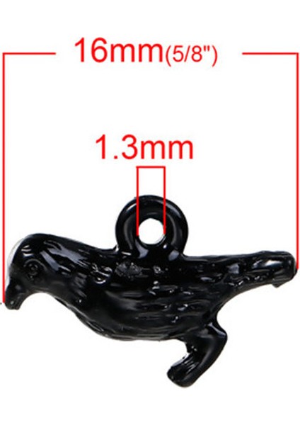 Çinko Alaşım Cadılar Bayramı 3D Charms Karga Kuş Siyah Emaye Kolye Dıy Takı Yapımı Hediyeler Için 16MM(") x 10MM(") (Yurt Dışından)
