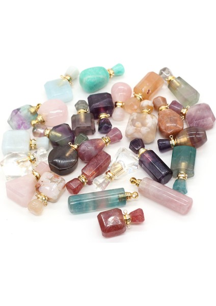 Yeşil Doğal Taş Parfüm Şişesi Kolye Reiki Şifa Uçucu Yağ Şişeleri Kristal Ametist Takı Yapımı Için Kolye Kolye (Yurt Dışından) fiyatları