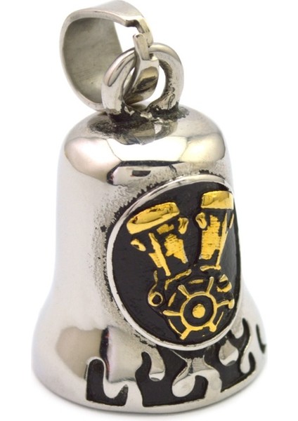 A20708-ALTIN Erkek Boys Serin Metal Motor Çan Kolye Punk Hip Hop Kaya Bisiklet Motosiklet Tarzı Alev Kolye Lokomotif Parti Takı Hediyeler (Yurt Dışından)