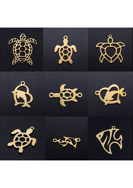 20X22,5MM-ALTIN10 5 Adet Okyanus Aniaml Kaplumbağa Ahtapot Paslanmaz Çelik Takı Takılar Çok Renkli Içi Boş Metal Kolye Dıy Yapımı Kolye Takı (Yurt Dışından) modelleri