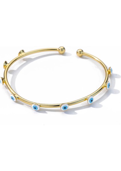 B1052G-2 Nazar Bilezikler Kadın Erkek Paslanmaz Çelik Lüks Türk Gözü Bileklik Bileklik Vintage Çift Takı Pulrasras Mujer Bijoux (Yurt Dışından)