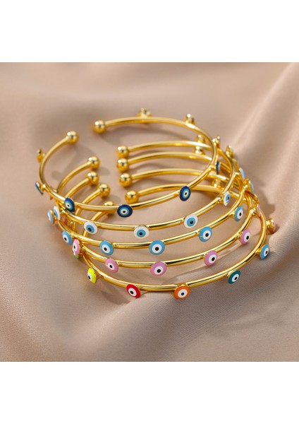 B1052G-2 Nazar Bilezikler Kadın Erkek Paslanmaz Çelik Lüks Türk Gözü Bileklik Bileklik Vintage Çift Takı Pulrasras Mujer Bijoux (Yurt Dışından) fiyatları