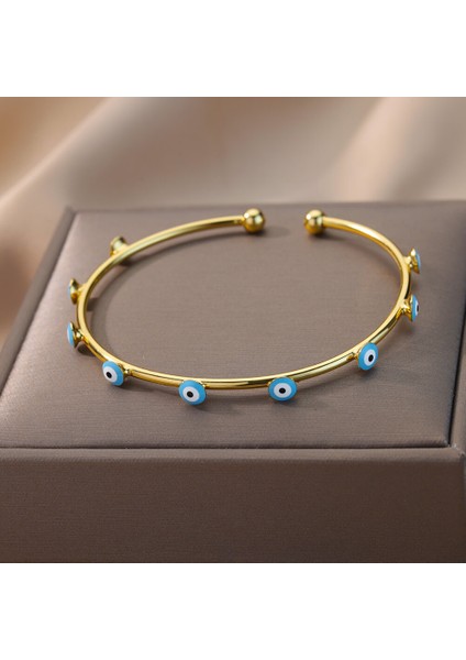 B1052G-2 Nazar Bilezikler Kadın Erkek Paslanmaz Çelik Lüks Türk Gözü Bileklik Bileklik Vintage Çift Takı Pulrasras Mujer Bijoux (Yurt Dışından) modelleri