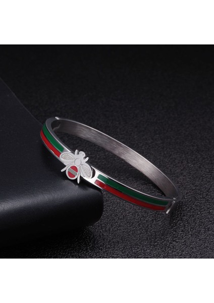 56-58MM Stili Gümüş Lüks Paslanmaz Çelik Charm Bilezik Erkekler Kadınlar Için Ol Takı Altın Kaplama Arı Düğün Parti Manşet Bilezik Darbe (Yurt Dışından) modelleri