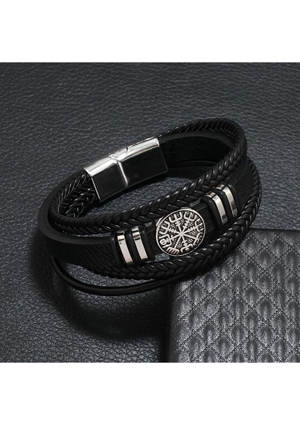 21CM Tarzı No.2 Boyutu Moda Trendy Erkek Deri Bileklik Moda Tüm Maç Çok Katmanlı Örgülü Deri Bileklik Kutsal Pusula Şeytan Gözü (Yurt Dışından) modelleri