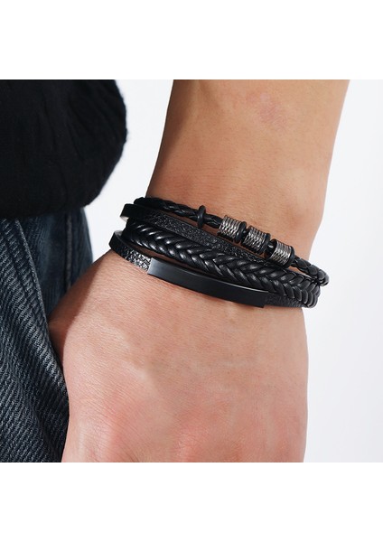 21CM Tarzı No.37 Boyutu Moda Siyah Deri Bilezik Erkekler Için Charm Manyetik Örgülü Punk Rock Adam Bilezik Manşet Bilezikler Erkekler Pulseira Masculina (Yurt Dışından) fiyatları