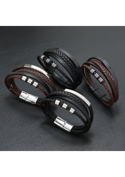 21CM Tarzı No.37 Boyutu Moda Siyah Deri Bilezik Erkekler Için Charm Manyetik Örgülü Punk Rock Adam Bilezik Manşet Bilezikler Erkekler Pulseira Masculina (Yurt Dışından) modelleri