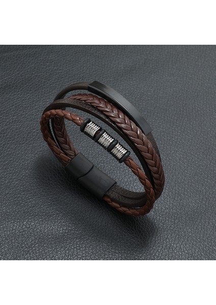 21CM Tarzı No.37 Boyutu Moda Siyah Deri Bilezik Erkekler Için Charm Manyetik Örgülü Punk Rock Adam Bilezik Manşet Bilezikler Erkekler Pulseira Masculina (Yurt Dışından) fırsatları