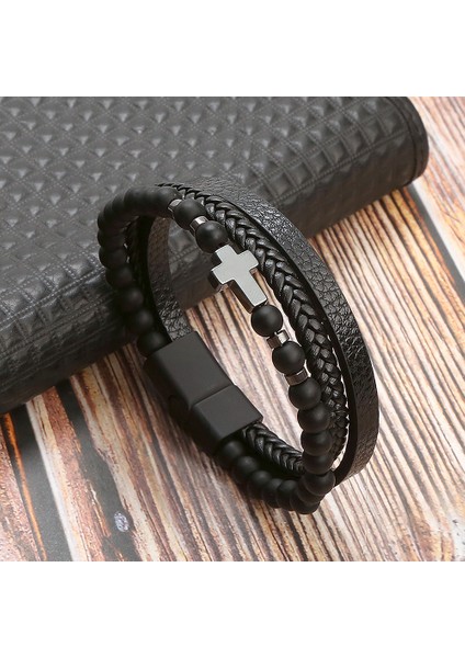 21CM Tarzı No.37 Boyutu Moda Siyah Deri Bilezik Erkekler Için Charm Manyetik Örgülü Punk Rock Adam Bilezik Manşet Bilezikler Erkekler Pulseira Masculina (Yurt Dışından) indirimleri