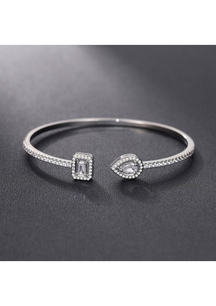 XL804 Huitan Lüks Greenwhiteblue Kübik Zirkonya Manşet Bilezik Bileklik Kadınlar Için Li Kadın El Takı (Yurt Dışından) indirimleri