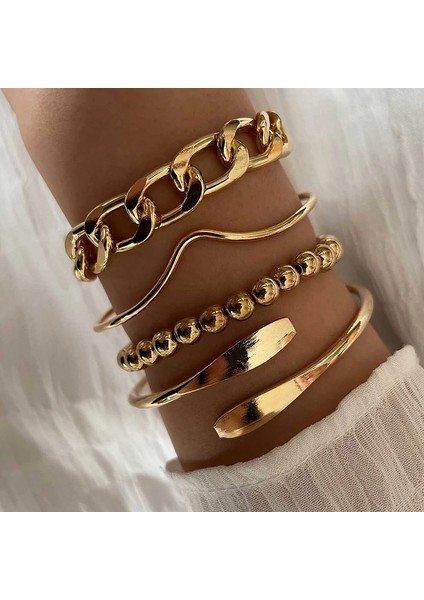 No.9 Boyutu Unk Curb Küba Zincir Bilezikler Kadınlar Için Set Basit Kalın Altın Renk Charm Bilezikler Moda Takı Aksesuarları Yeni (Yurt Dışından) fiyatları