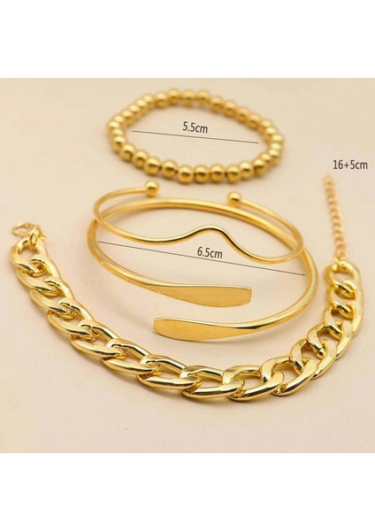 No.9 Boyutu Unk Curb Küba Zincir Bilezikler Kadınlar Için Set Basit Kalın Altın Renk Charm Bilezikler Moda Takı Aksesuarları Yeni (Yurt Dışından) fırsatları