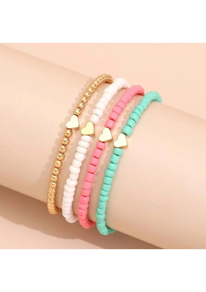 B052 Ywzıxln Boho Kazınmış Çok Katmanlı Renkli Boncuk Zincir Kalp Kolye Bilezik Aksesuarları Kadınlar Için En Iyi Hediye B052 (Yurt Dışından) fırsatları