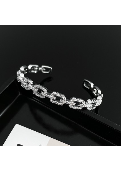 A Kore Yeni Zarif Hollow Kare Zincir Bilezik Moda Mizaç Basit Açık Bilezik Kadın Takı (Yurt Dışından)