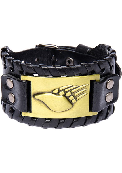 Mor Yeni Trendy Odin Üçgen Viking Rune Bilezik Erkek Moda Metal Deri Dokuma Aksesuarları Muska Takı Parti Hediye (Yurt Dışından)