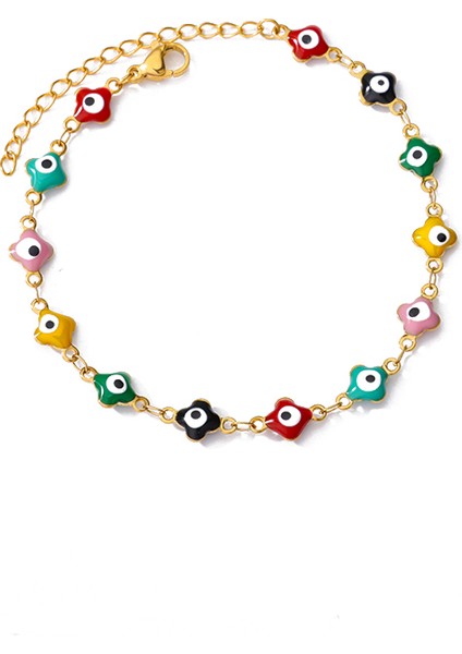 B952G-2 Nazar Bilezikler Kadın Erkek Paslanmaz Çelik Lüks Türk Gözü Bileklik Bileklik Vintage Çift Takı Pulrasras Mujer Bijoux (Yurt Dışından)