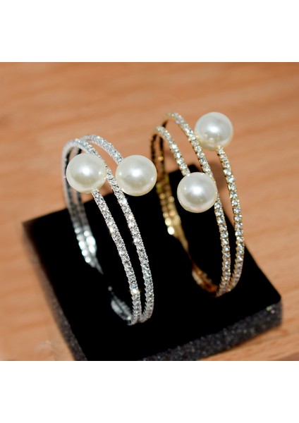 1 Satır-Js-Ab-2kzz 2022 Trendy Rhinestone Gümüş Kaplama Takı Inci Bilezikler Inci Takı Kadınlar Için Kristal Bilezik ve Bilezikler Hediyeler (Yurt Dışından)
