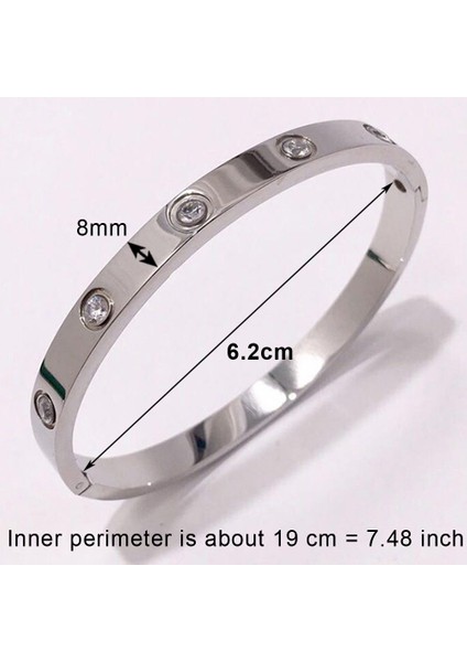 Titanyum-8mm Güzel Paslanmaz Çelik Bilezikler Kadın Sevgilisi Bilezik ve Bilezikler Kadın Için Altın Aşk Pulseiras Kristal Düğün Feminina Takı (Yurt Dışından)