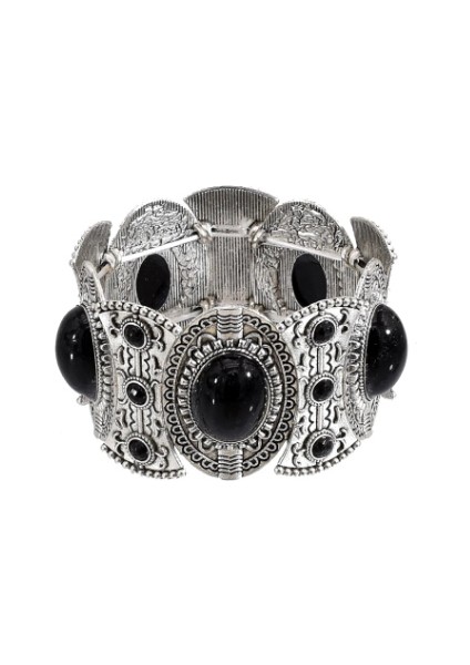 Siyah Kabile Etnik Bohemian Hint Vintage Metal Taş Sikke Bilezik Çingene Boho Bilezik Festivali Kadın Erkek Türk Afrika Takı (Yurt Dışından)