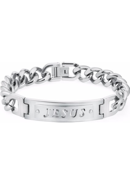 21,5 cm Tarzı C-Gümüş Katolik Haç Haçlı Bilezik Paslanmaz Çelik Mesih Manşet Bilezikler Metal Küba Zincir Trendy Bileklik Takı Erkek Arkadaşı Hediye (Yurt Dışından)