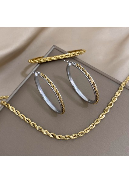 A2695501E-001 Flashbuy Yeni Basit Altın Rengi Bükülmüş Paslanmaz Çelik Bilezik Kadınlar Için Bilezikler Trendy Benzersiz Tasarım Su Geçirmez Takı Hediye (Yurt Dışından) fırsatları