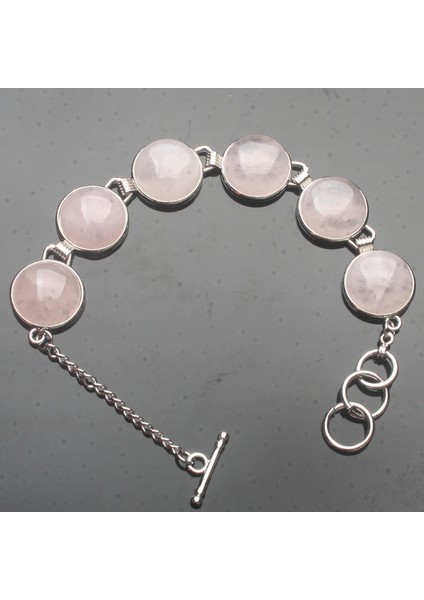 Güzel Gül Pembe Kuvars Para Boncuk Bileklik Bileklik 8 "l (Yurt Dışından)