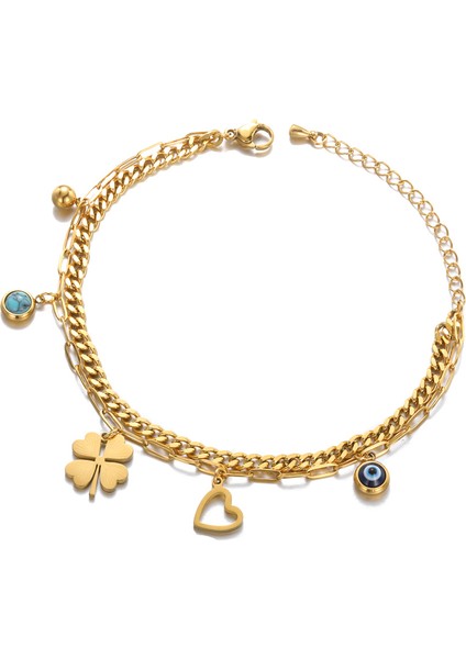 B1031G Hamsa El Nazar Bilezik Kadınlar Için Paslanmaz Çelik Zirkon Bilezik Bileklik Vintage Türk Şanslı Lüks Takı Hediye Pulseras (Yurt Dışından)