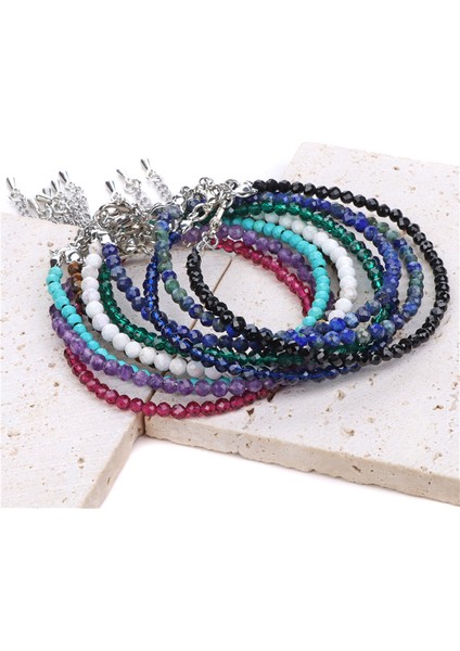 Ayarlanabilir Stil Yeşil 3 mm Boncuk Bilezik Kadın Erkek Yönlü Doğal Taş Örgülü Bilezik Simli Zincir Ametist Lapis Lazuli Minik Bileklikler (Yurt Dışından) fiyatları