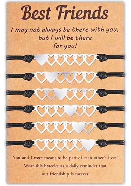 6 Adet Eşleşen Mesafe Kalp Bilezik Hediyeler En Iyi Arkadaşı Bilezikler Hollow Kalp Kolye Dekor Bileklik Kadınlar Için Kız (Yurt Dışından)