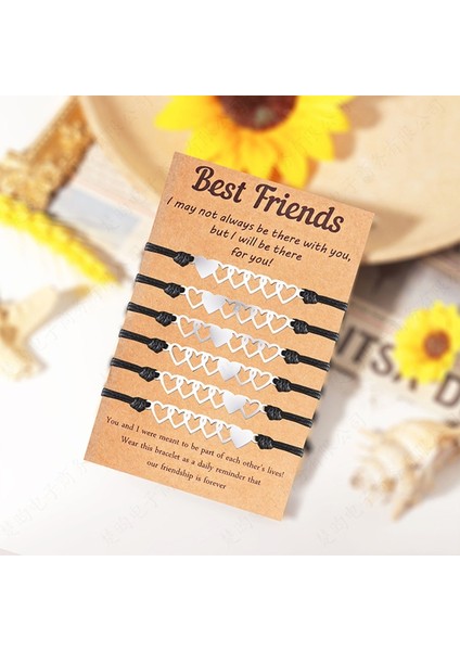 6 Adet Eşleşen Mesafe Kalp Bilezik Hediyeler En Iyi Arkadaşı Bilezikler Hollow Kalp Kolye Dekor Bileklik Kadınlar Için Kız (Yurt Dışından) modelleri