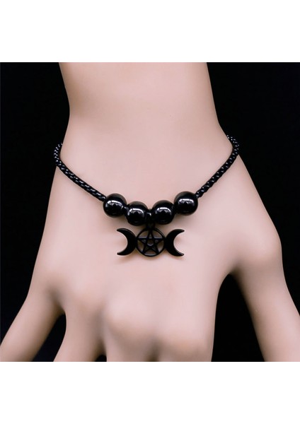 A Goth Wicca Üçlü Ay Hayalet Bc Bant Bilezik Çiçek Hekate Tekerlek Prens Şeytan Pentagram Paslanmaz Çelik Bilezikler Takı Hediye (Yurt Dışından) fırsatları