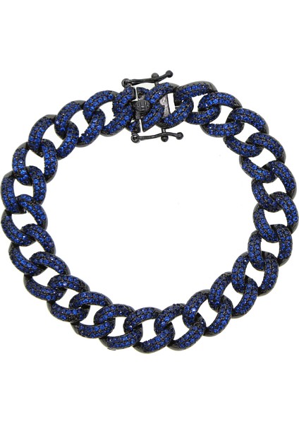 16,5 cm Tarzı Mavi Hip Hop Bling Bling Buzlu Out Miami Küba Zincir Bilezikler Mikro Açacağı Gökkuşağı Kırmızı Yeşil Mavi Cz Renkli Kadın Erkek Moda Takı (Yurt Dışından)