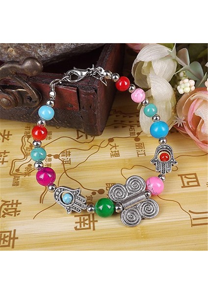 L-Cl1 Trendy Tibet Vintage Dıy Çiçek Bilezik Kadın Aksesuarları Bijoux Moda Yaka Charms Bilezik ve Bilezikler Z25 (Yurt Dışından)
