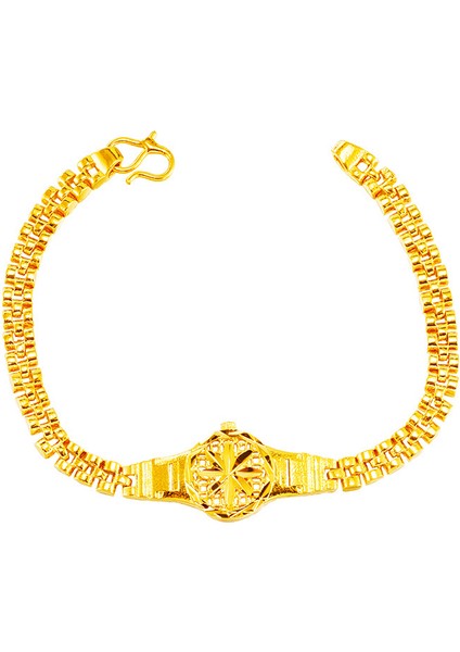 Kadınlar Için Saf Altın Rengi Bilezik ve Bileziklerkızlar, 24K Altın Kaplama Saat Şekli Charm Bilezikler Çiftler Takı Yılbaşı Hediyeleri (Yurt Dışından) fiyatları