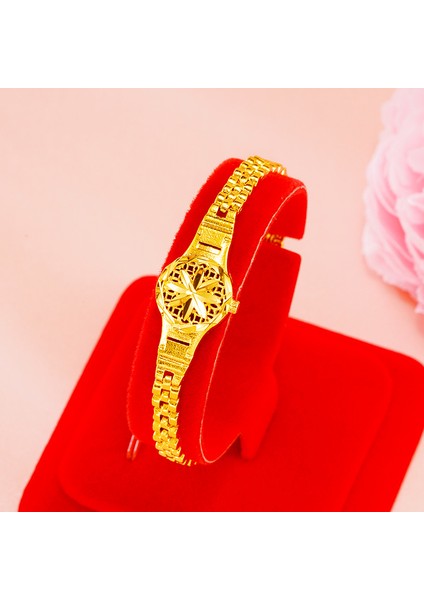 Kadınlar Için Saf Altın Rengi Bilezik ve Bileziklerkızlar, 24K Altın Kaplama Saat Şekli Charm Bilezikler Çiftler Takı Yılbaşı Hediyeleri (Yurt Dışından) modelleri