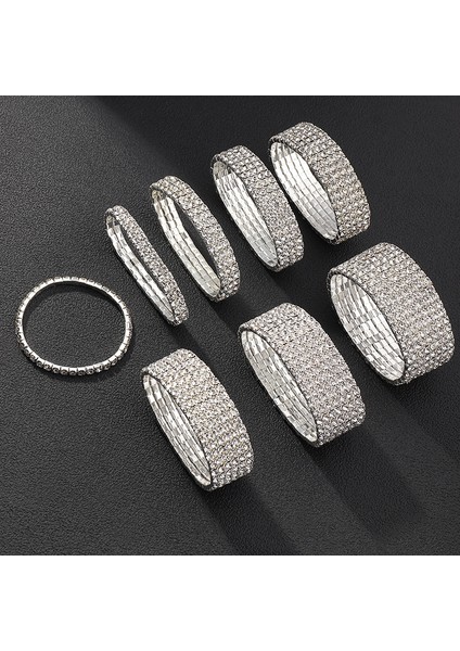 58-60MM Stili KK1340-7SATIRLAR Lüks Kristal Rhinestone Streç Bilezikler Kadınlar Için Inci Elastik Bileklik Kız Arkadaşı Bilezik Düğün Gelin Takı Hediyeler (Yurt Dışından)