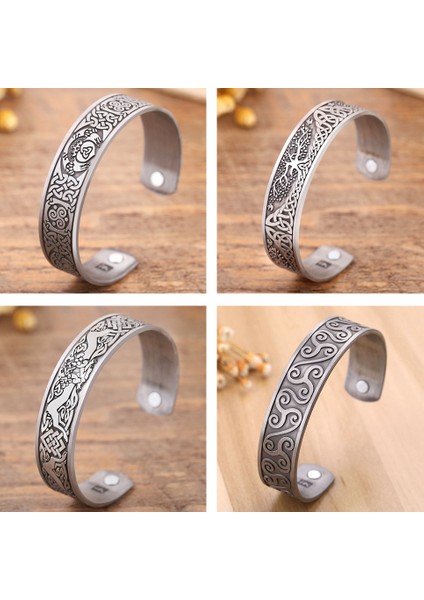 Düğüm-D Teamer Vintage Iskandinav Viking Manyetik Manşet Bilezik Triskel Hayat Ağacı Rune Bileklik Supernatural Muska Tılsım Takı (Yurt Dışından)