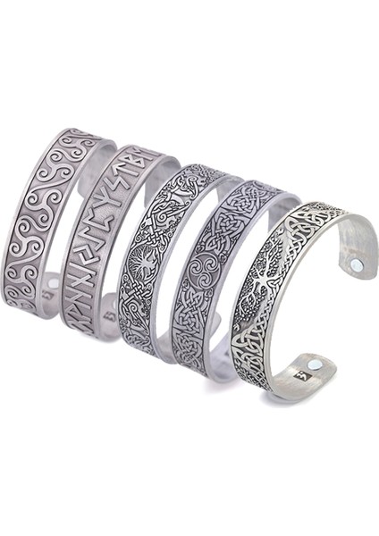 Düğüm-D Teamer Vintage Iskandinav Viking Manyetik Manşet Bilezik Triskel Hayat Ağacı Rune Bileklik Supernatural Muska Tılsım Takı (Yurt Dışından)