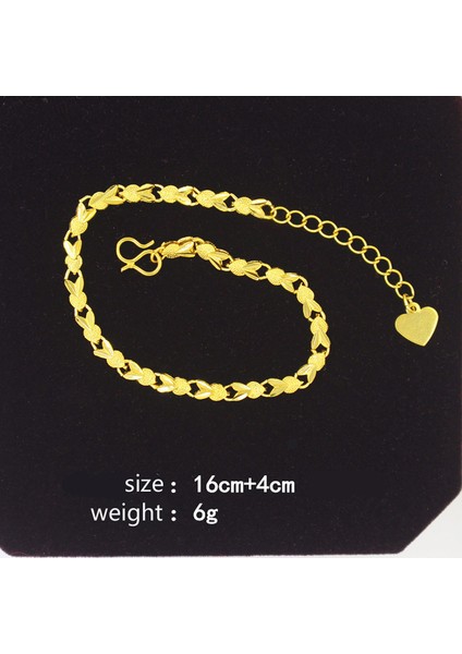 B005F Yeni Varış Saf Altın Rengi Kalp Bağlantı Bilezik Kadınlar Için Moda Takı 24K Sarı Altın Bilezik Kızlar Için 16 + 4cm (Yurt Dışından) fırsatları