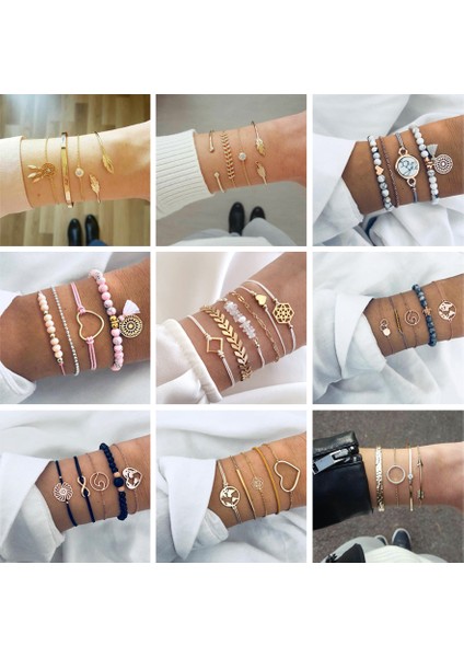 NO.4019 Boyutu Tocona 30 Stilleri Bohemian Bilezik Seti Kadınlar Için Kabuk Yıldız Haritası Ananas Kalp Doğal Taş Boncuk Zincirler Bileklik Boho Takı (Yurt Dışından) fiyatları