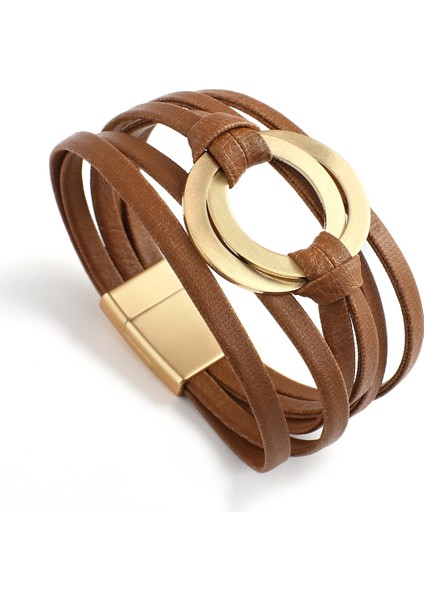 Gri Allyes Boho Hakiki Deri Bilezikler Kadınlar Için Moda Yuvarlak Içi Boş Daire Charm Wrap Bilezik Bileklik Kadın Mücevheratı Hediyeler (Yurt Dışından) modelleri
