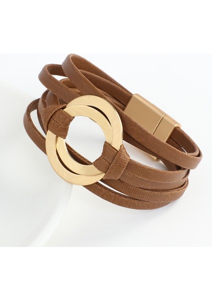 Gri Allyes Boho Hakiki Deri Bilezikler Kadınlar Için Moda Yuvarlak Içi Boş Daire Charm Wrap Bilezik Bileklik Kadın Mücevheratı Hediyeler (Yurt Dışından) fırsatları