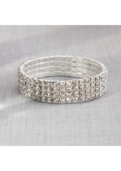 58-60MM Stili KK1340-4SATIRLAR Lüks Kristal Rhinestone Streç Bilezikler Kadınlar Için Inci Elastik Bileklik Kız Arkadaşı Bilezik Düğün Gelin Takı Hediyeler (Yurt Dışından)