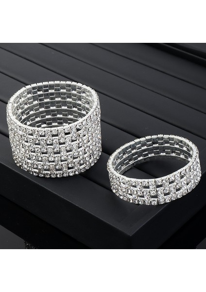 58-60MM Stili KK1340-4SATIRLAR Lüks Kristal Rhinestone Streç Bilezikler Kadınlar Için Inci Elastik Bileklik Kız Arkadaşı Bilezik Düğün Gelin Takı Hediyeler (Yurt Dışından)