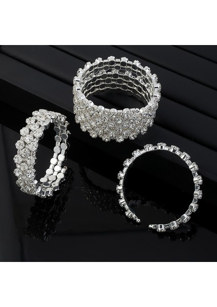 58-60MM Stili KK1340-4SATIRLAR Lüks Kristal Rhinestone Streç Bilezikler Kadınlar Için Inci Elastik Bileklik Kız Arkadaşı Bilezik Düğün Gelin Takı Hediyeler (Yurt Dışından)