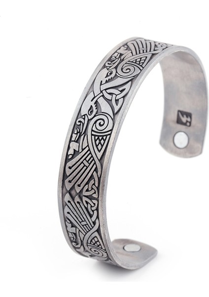 C Teamer Vintage Iskandinav Viking Manyetik Manşet Bilezik Triskel Hayat Ağacı Rune Bileklik Supernatural Muska Tılsım Takı (Yurt Dışından)
