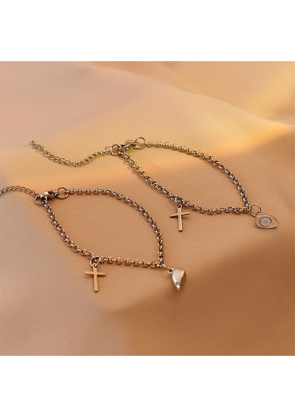 04-Gümüş Jwer Paslanmaz Çelik Moda Romantik Kalp Atışı Manyetik Bilezik Çiftler Için Kişilik Manyetik Aşk Zincir Bilezik Takı (Yurt Dışından)