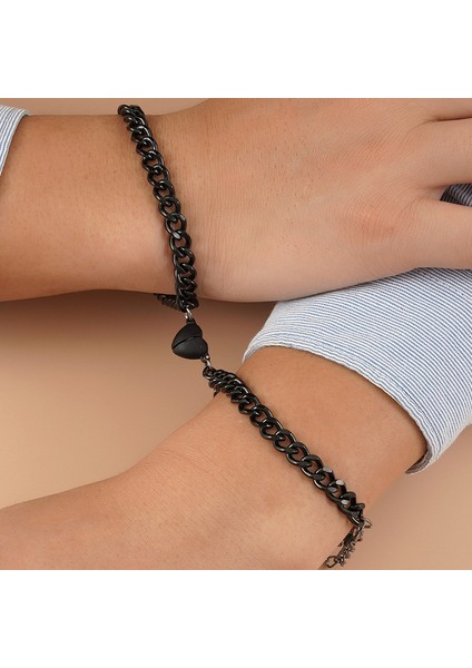 04-Gümüş Jwer Paslanmaz Çelik Moda Romantik Kalp Atışı Manyetik Bilezik Çiftler Için Kişilik Manyetik Aşk Zincir Bilezik Takı (Yurt Dışından) fiyatları